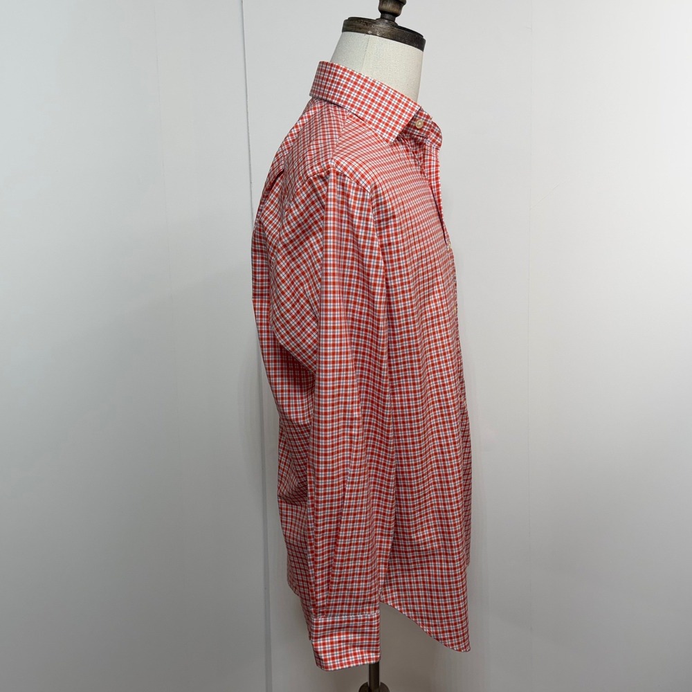 Polo Ralph Lauren Shirt Mens 15.5 Medium Orange Long Sleeve Regent Classic Plaid - Picture 7 of 10
